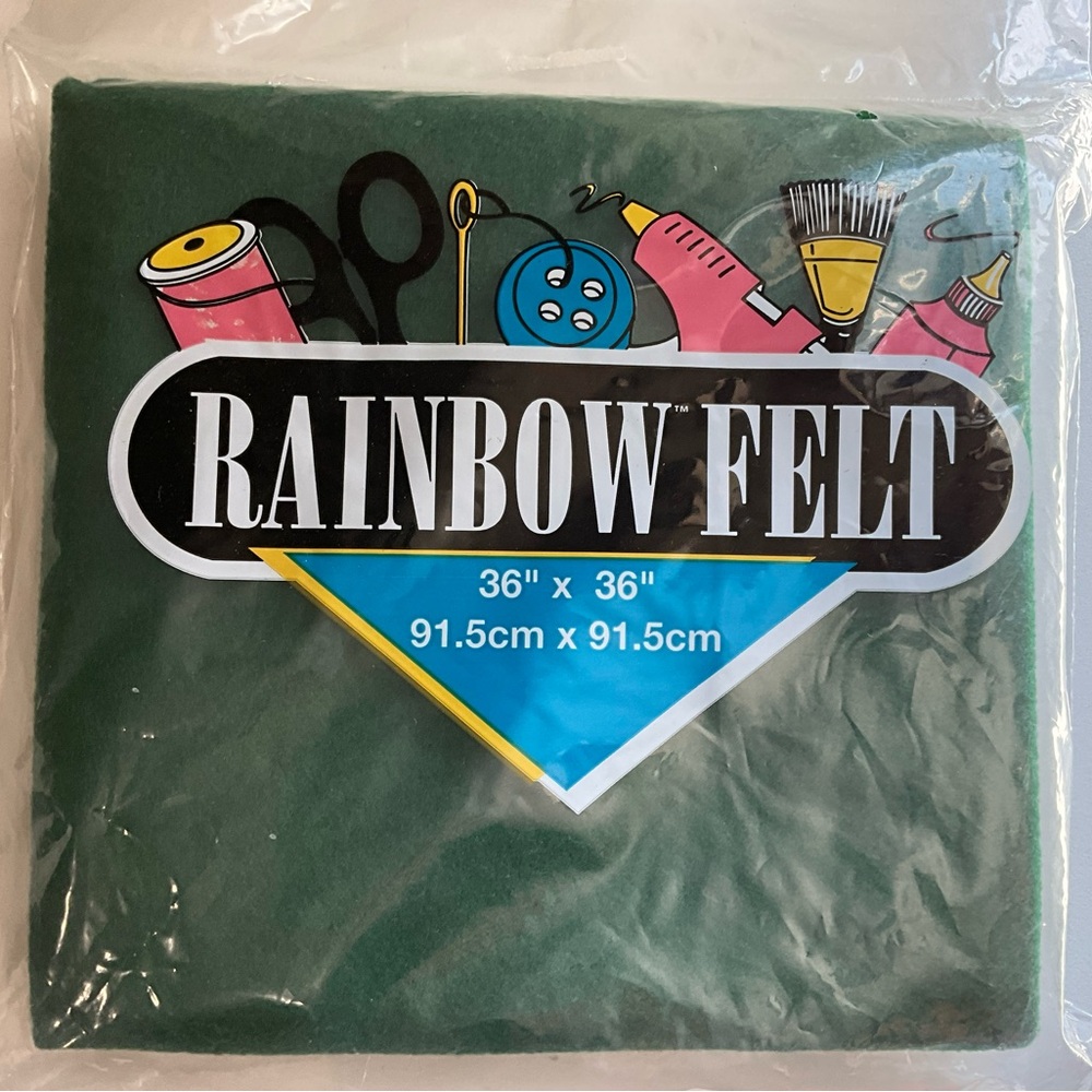 Kunin Rainbow Felt New IOP Kelly Green 36”x36” USA Crafting Felt